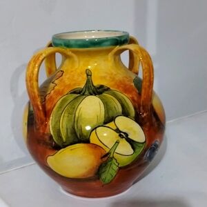 Majolica Santa Rosa 4 handle vase  guanajuato vase fruit Mexico art pottery